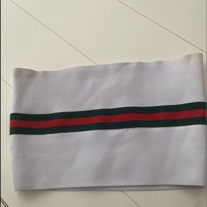 white bandeau top with red & green band (size L)